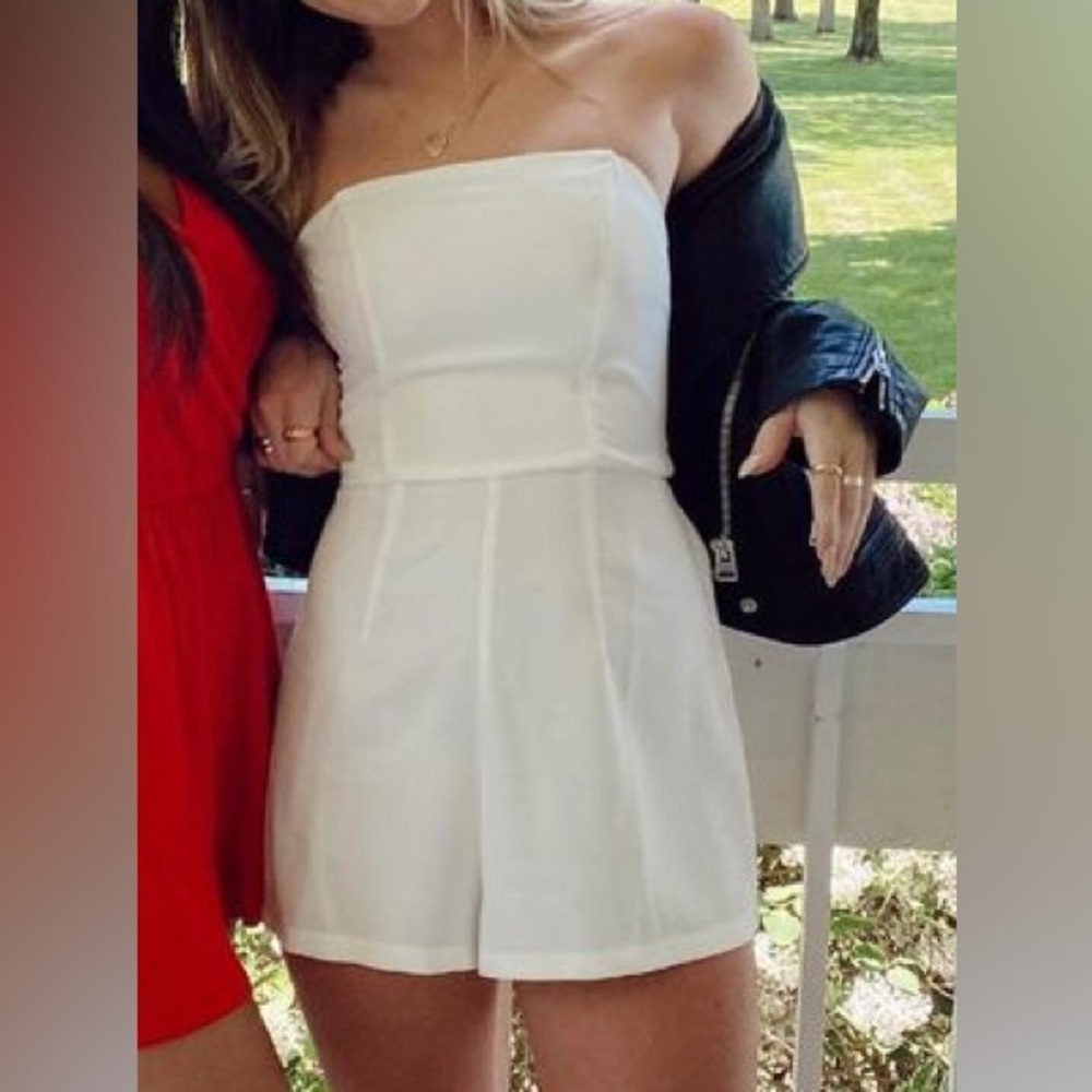 White Strapless Romper